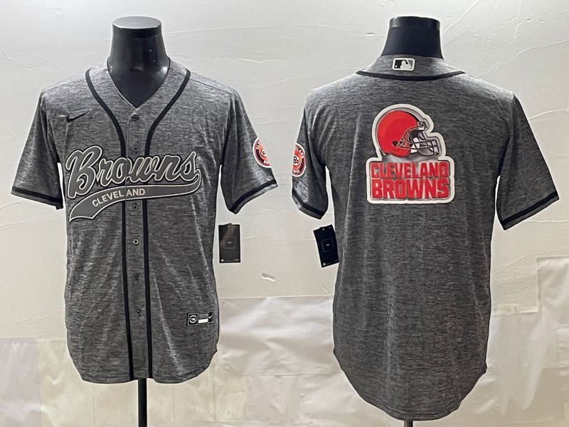 Men 2025 Cleveland Browns Blank Grey Joint Name Nike Limited NFL Jersey style 3->cleveland browns->NFL Jersey
